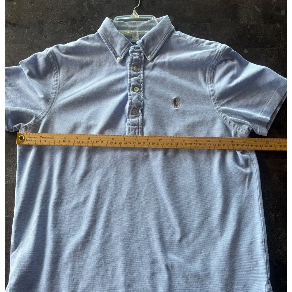 Polo Ralph Lauren Mens Knit Oxford Shirt Blue Short Sleeve Pony Logo Size M